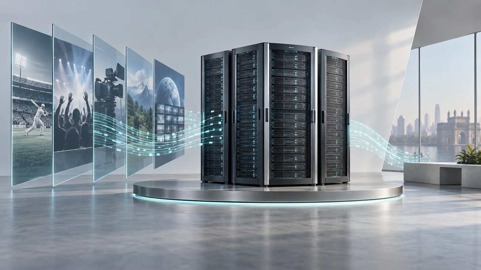 Conceptual illustration of media cloud & infrastructure.