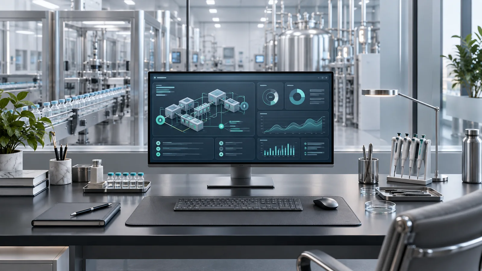 Conceptual illustration of pharmaceuticals managed services.
